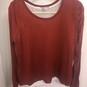 H&M Rust Chiffon Back Sweater